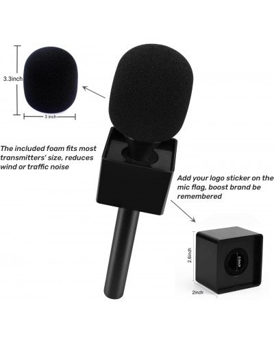 Microphone Interview GO Handheld Adapter with Foam and Plastic Flag