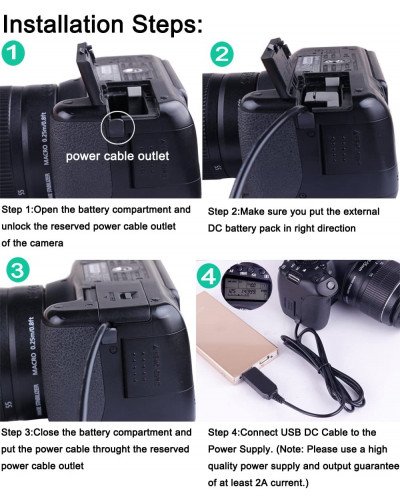 Power Bank Supply USB Adapter DC Coupler LP-E8 for Canon EOS 550D 600D 650D 700D