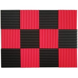 Black&amp;Red Charcoal Acoustic Foam 1inch X 12 X 12 inch