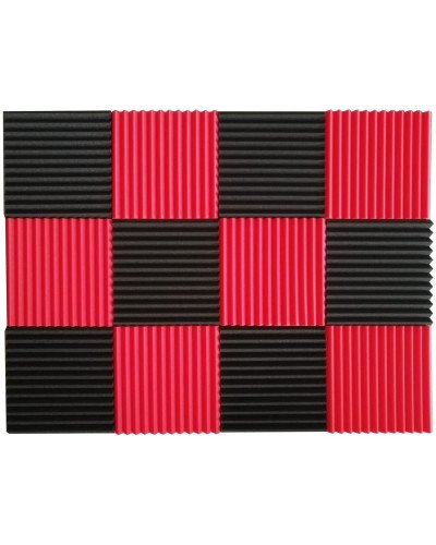 Black&Red Charcoal Acoustic Foam 1inch X 12 X 12 inch