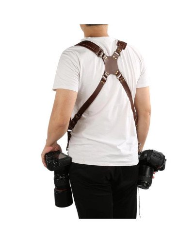 Adjustable Leather Double Shoulder Camera Strap