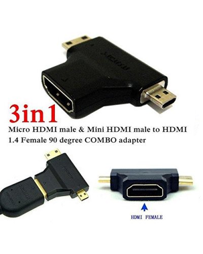 3 in 1 HDMI Female to Mini HDMI Male + Micro HDMI Male Adapter Connector 3 in 1 HDMI Female to Mini HDMI Male + Micro HDMI Male Adapter Connector