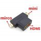 3 in 1 HDMI Female to Mini HDMI Male + Micro HDMI Male Adapter Connector 3 in 1 HDMI Female to Mini HDMI Male + Micro HDMI Male Adapter Connector
