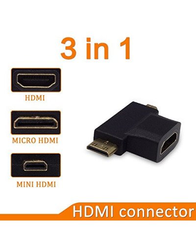 3 in 1 HDMI Female to Mini HDMI Male + Micro HDMI Male Adapter Connector