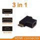 3 in 1 HDMI Female to Mini HDMI Male + Micro HDMI Male Adapter Connector 3 in 1 HDMI Female to Mini HDMI Male + Micro HDMI Male Adapter Connector