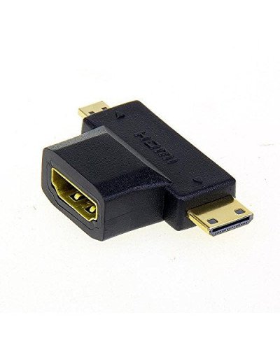3 in 1 HDMI Female to Mini HDMI Male + Micro HDMI Male Adapter Connector