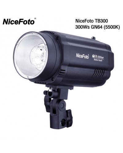 NiceFoto TB300-300W 2-Mini Studio Flash With White Background And Backdrop Stand