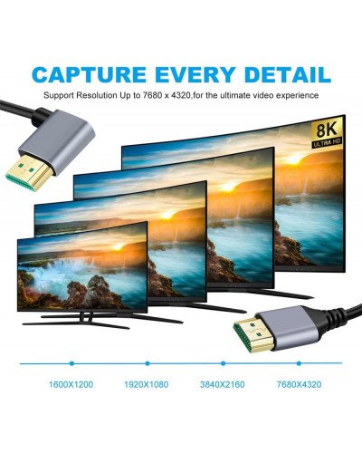 8K UHD HDMI TO HDMI Left 0.5m Cable