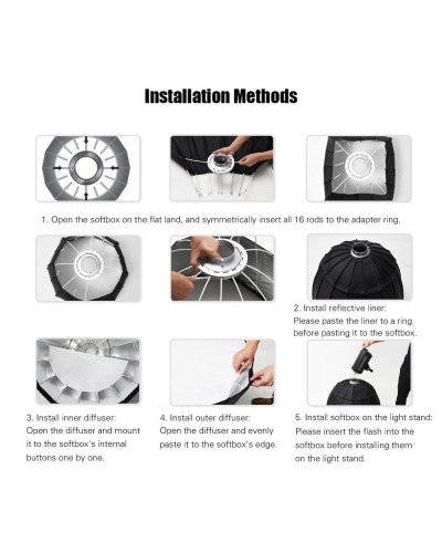 Godox 120cm / 47.2" Parabolic Round Softbox Light P120H