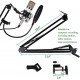 Microphone Boom Arm Studio Podcast Mic Stand+Clamp+Pop Filter