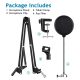 Microphone Boom Arm Studio Podcast Mic Stand+Clamp+Pop Filter
