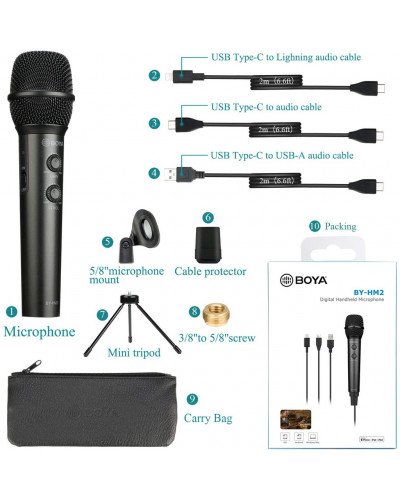 BOYA BY-HM2 Digital Cardioid Condenser Electret Handheld Microphone