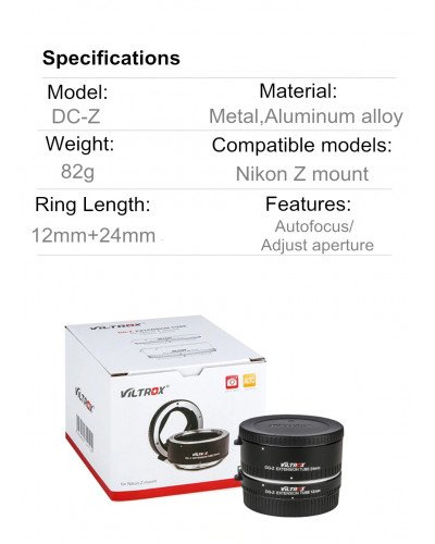 Viltrox DG-Z Auto Focus AF Macro Extension Tube Lens Adapter