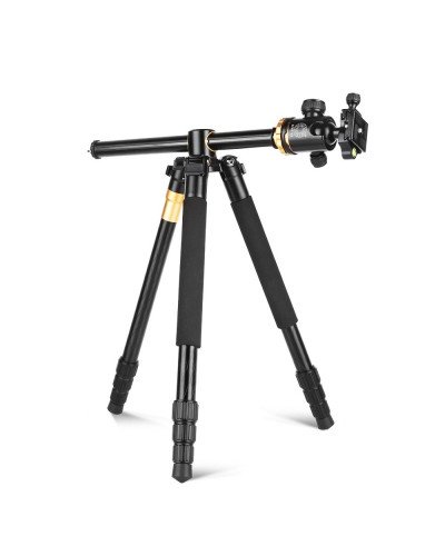 QZSD Q999H Aluminum Alloy Tripod Monopod with Horizontal Column 360 Degree Damping Ball Head