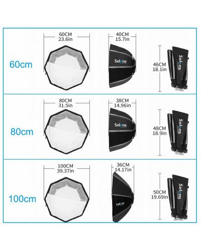 Selens 60cm Octagon Softbox Umbrella Bowens Mount for Studio Light Strobe Selens 60cm Octagon Softbox Umbrella Bowens Mount for Studio Light Strobe