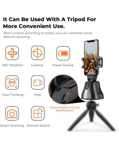 Black 360° Object Tracking Holder Smart Shooting Camera Phone Holder