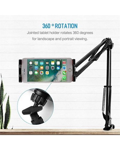 Tablet Pad Phone Holder Stand Universal 360 Rotating Flexible Long Arm lazy Phone Holder
