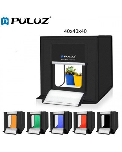 PULUZ 40cm Folding Portable 24W 5500K White Light Dimmable Photo Lighting Studio Shooting Tent Box Kit with 6 Colors