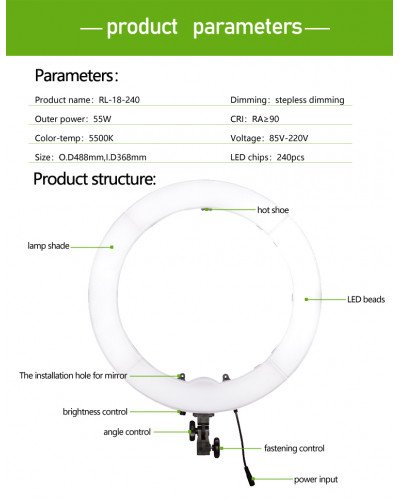 BALLAST SELFIE RING LIGHT LARGE 18 INCH 