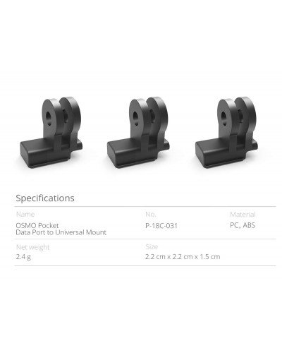 3 Pcs/set PGYTECH OSMO Pocket Data Port to Universal Mount