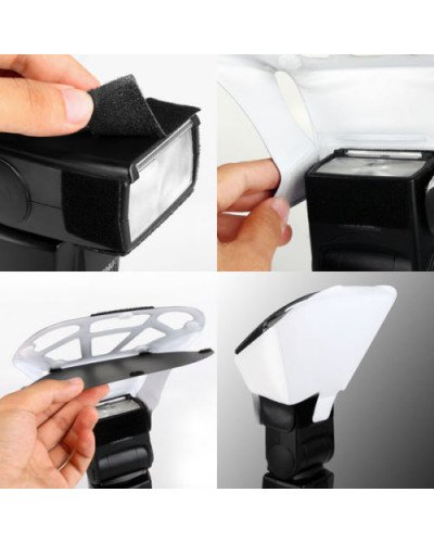 Universal Speedlight Flash Diffuser/Softbox Honeycomb Grid&Tri-Color Reflector
