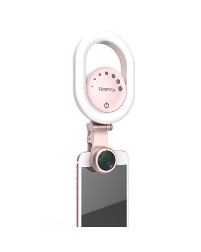 LED Selfie Ring Light USB Rechargeable with Wide Angle Lens for iPhone