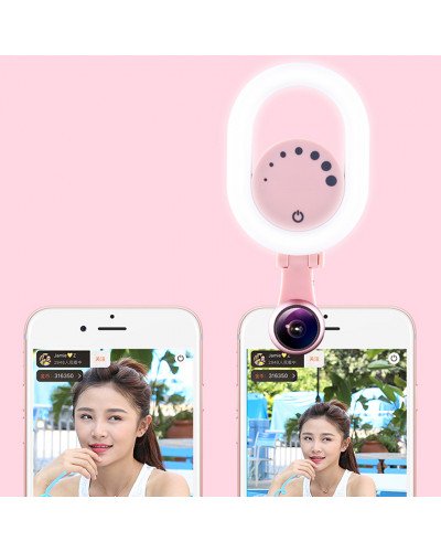 LED Selfie Ring Light USB Rechargeable with Wide Angle Lens for iPhone