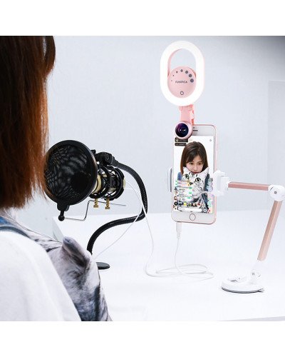 LED Selfie Ring Light USB Rechargeable with Wide Angle Lens for iPhone
