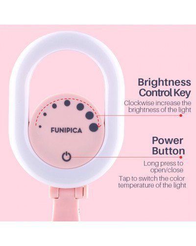 LED Selfie Ring Light USB Rechargeable with Wide Angle Lens for iPhone