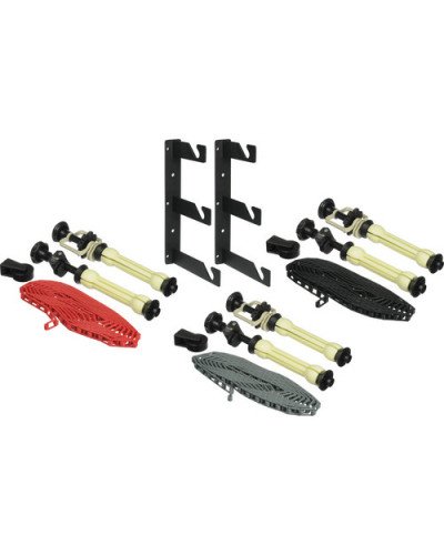 Holding Three Seamless Backdrops