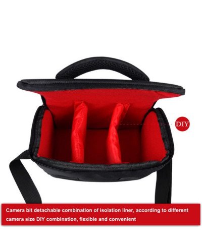 حقيبة كتف للكاميرات اسود-احمر