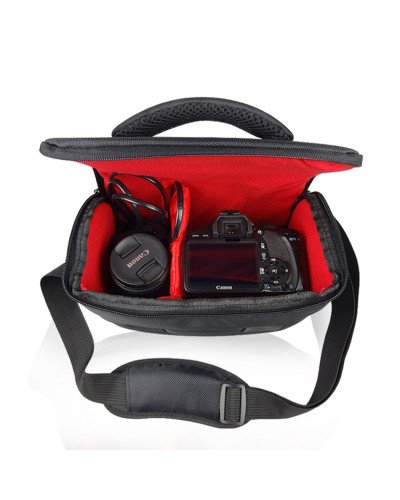 حقيبة كتف للكاميرات اسود-احمر