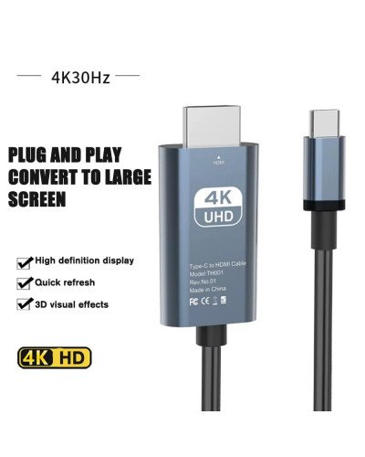 4K UHD Type-C To HDMI-Compatible Adapter Cable