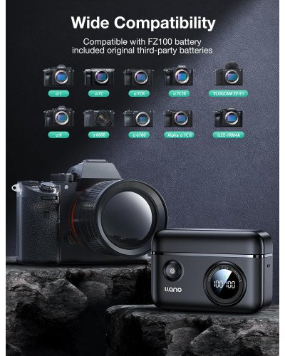 NP-FZ100 Camera Charger Dual Slot Digital Display with SD Card Storage Function NP-FZ100 Camera Charger Dual Slot Digital Display with SD Card Storage Function