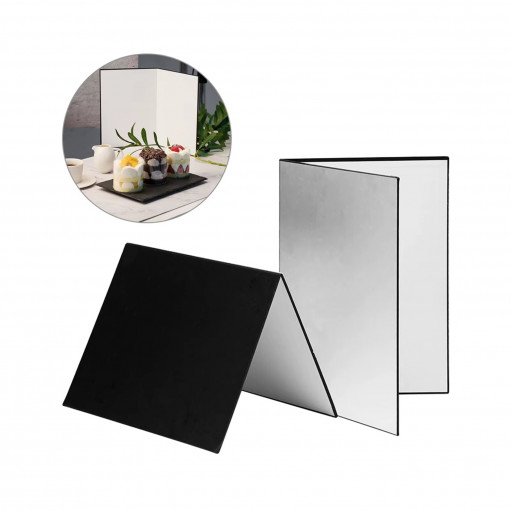 3in1 Light Reflector Photography Cardboard 12x8 inch Black White and Silver