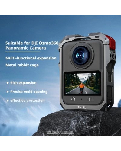 Metal Protective Cage for DJI Osmo 360 Camera with Dual Cold Shoe Mount
