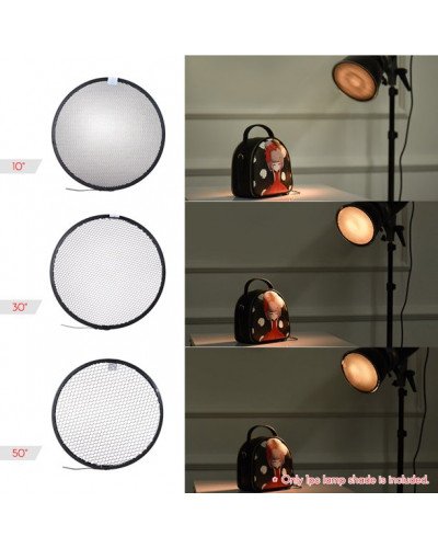 Standard Reflector Diffuser Lamp Shade Dish with 10° 30° 50° Honeycomb Grid for Bowens Mount Studio Strobe Flash Light Speedlite