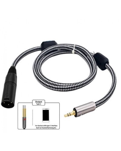 Type-C to 3 Pin XLR Compatible with Mobile Phone to AMP Sound Devices Braided Shielding Cable 3 Meter