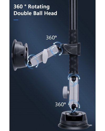 GoPro Insta360 Car Suction Cup Holder with Double Ball Head Adapte and Aluminum Selfie Stick Tripod Car Accessorie