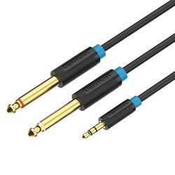 Audio Cable 3.5mm to Double 6.5mm TRS Cable AUX Male Mono 6.5 Jack to Stereo 3.5 Jack Audio Cable for Mixer Amplifier 1.5M