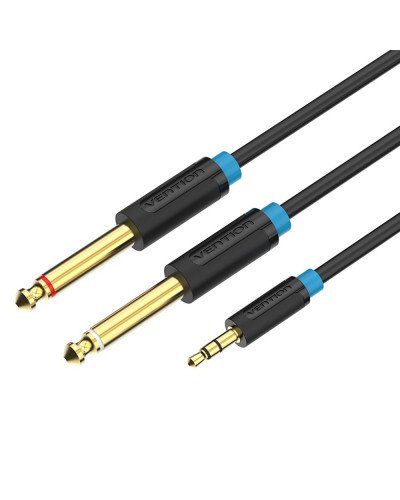 Audio Cable 3.5mm to Double 6.5mm TRS Cable AUX Male Mono 6.5 Jack to Stereo 3.5 Jack Audio Cable for Mixer Amplifier 1.5M