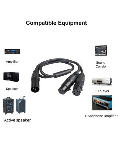 XLR Splitter Cable Male to Dual Female Y-Splitter 3Pin Balanced Microphone 50cm