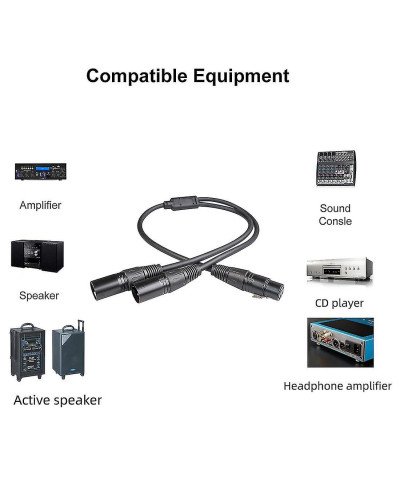 XLR Splitter Cable Female to Dual Male Y-Splitter 3Pin Balanced Microphone 50cm XLR Splitter Cable Female to Dual Male Y-Splitter 3Pin Balanced Microphone 50cm