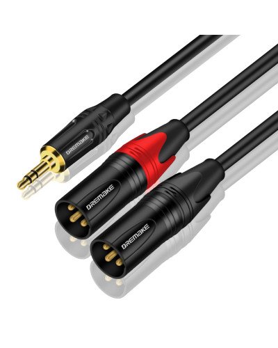Aux 3.5mm (1/8 Inch) Male to Dual XLR 3-Pin Dual XLR Male Stereo Audio Cable 1M