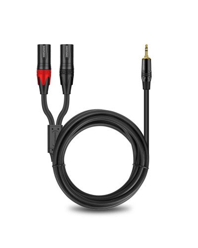 Aux 3.5mm (1/8 Inch) Male to Dual XLR 3-Pin Dual XLR Male Stereo Audio Cable 1M
