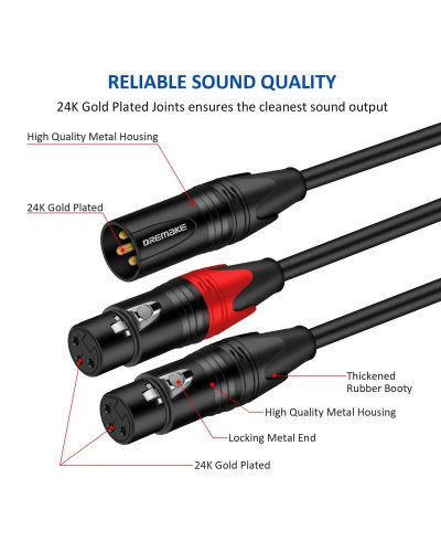 XLR Splitter Cable Male to Dual Female Y-Splitter 3-Pin Balanced Microphone 1M XLR Splitter Cable Male to Dual Female Y-Splitter 3-Pin Balanced Microphone 1M