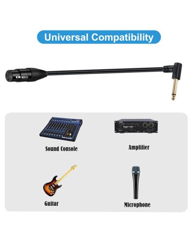 6.35mm TS 1/4 Mono Male to 3Pin XLR Female Unbalanced Microphone Interconnect Cable