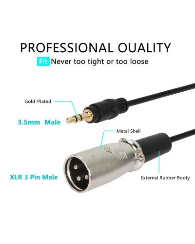 Aux 3.5mm (1/8 Inch) Male to XLR 3-Pin Male Stereo Audio Cable 3M