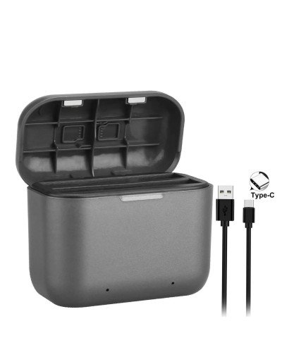Fast Battery Charger Hub for Insta360 X3 with LED Indicator Dual Channel Battery