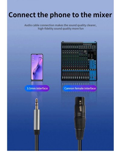 XLR to 3.5mm Audio Cable Microphone Balanced Analog Audio Cord XLR Female to AUX 3.5mm Jack for Computer Phone Speaker Amplifier 1.5M